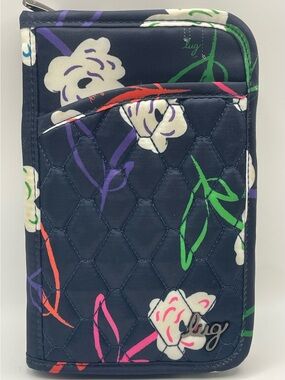 LUG Tendu SE Navy Quilted Floral Zip-Around Wallet - Bright Floral